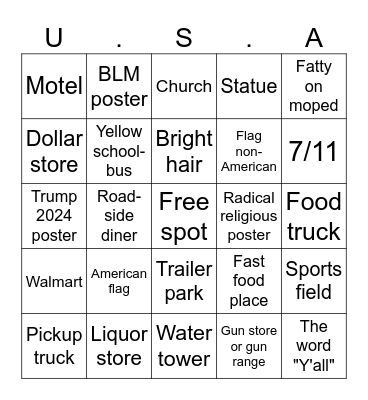 U.S.A Bingo Card