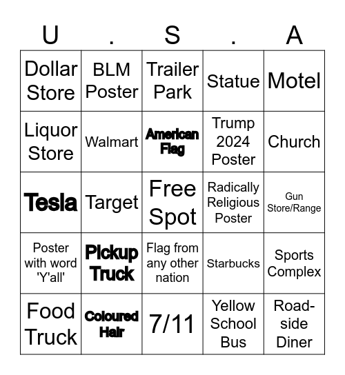 Average American Bingo Card