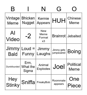 Jimmyhere Bingo Card