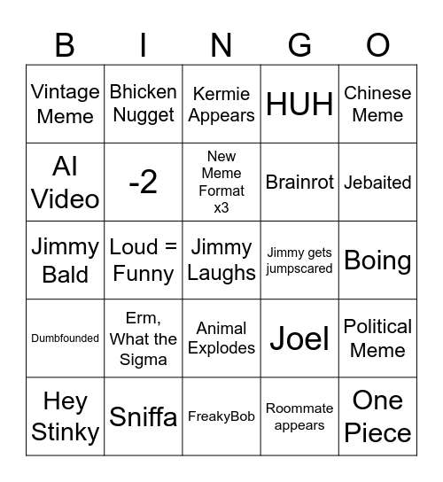 Jimmyhere Bingo Card