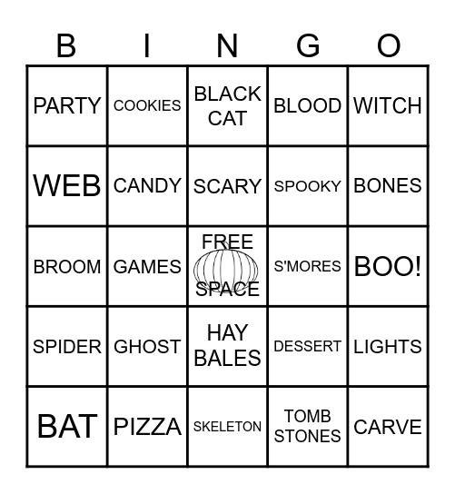 PUMPKIN PARTY BINGO! Bingo Card