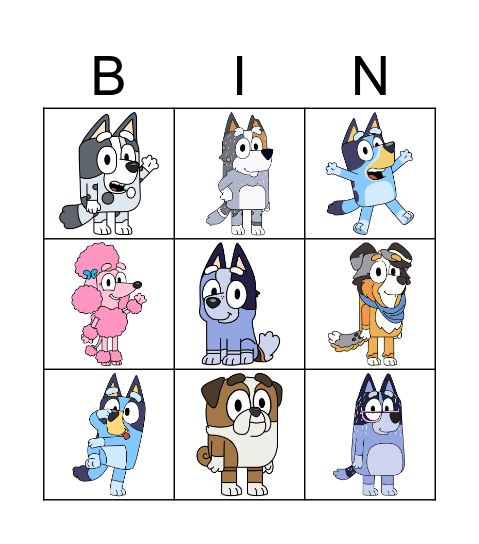 Bluey Bingo Card