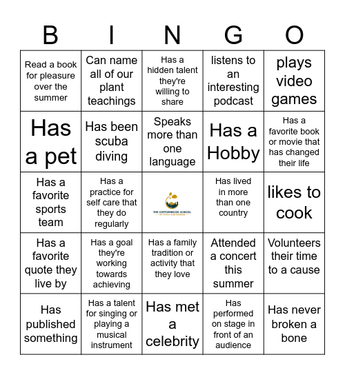 Cottonwood Bingo Card