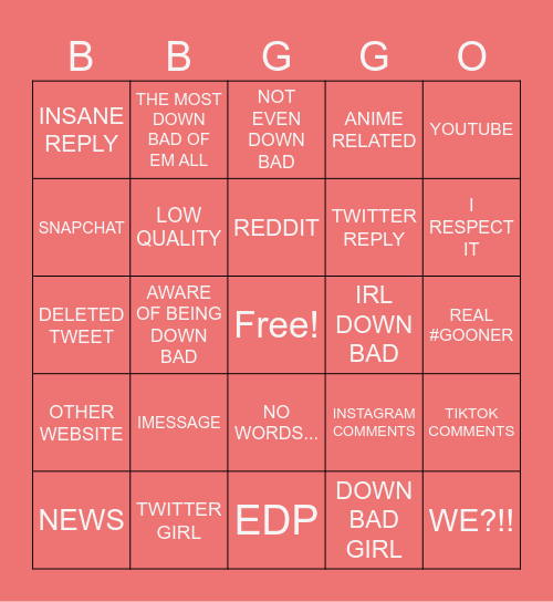 DOWN BAD BINGO Card