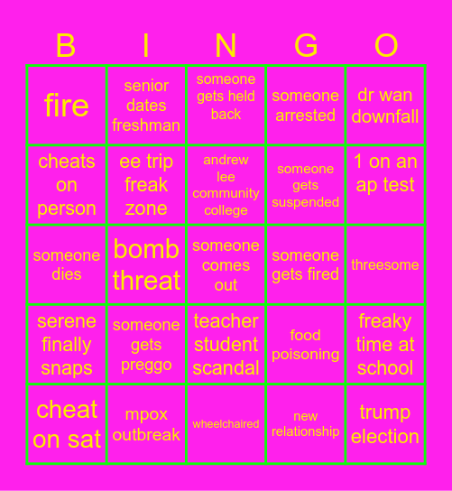 last year bye bye! Bingo Card