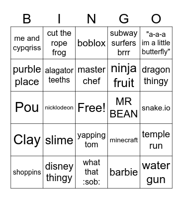 bored Bingo Card