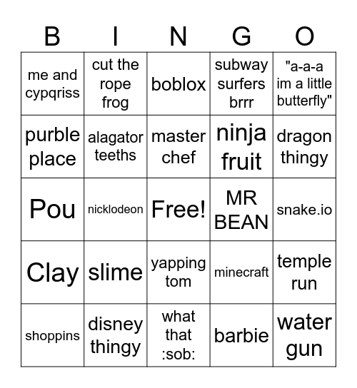 bored Bingo Card