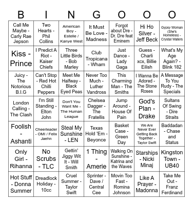Musical Bingo Card