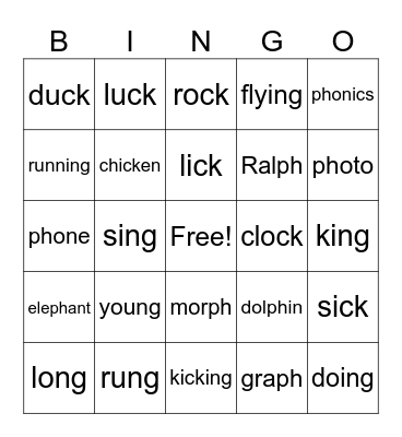 Ph, Ck, Ng Bingo Card