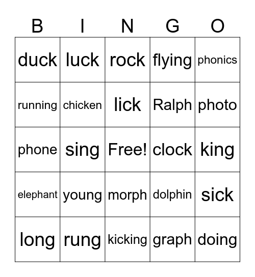 Ph, Ck, Ng Bingo Card