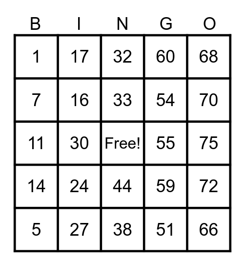 Bingo and Dice Bingo Card
