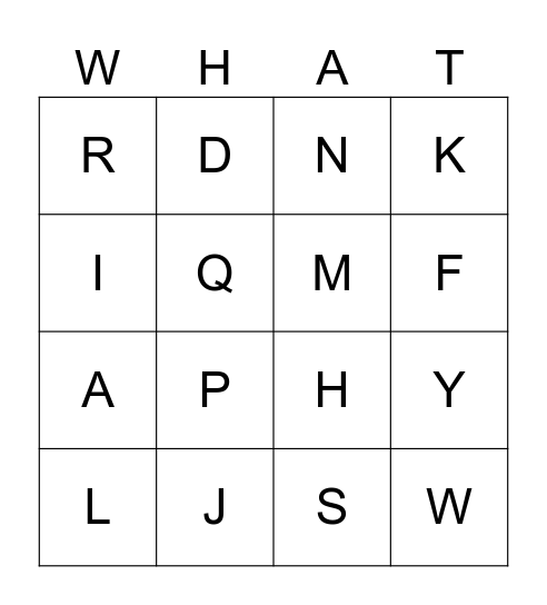 What, What, What???? Bingo Card