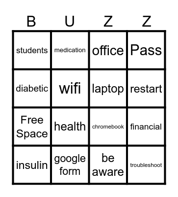 PHS Buzzword Bingo Card