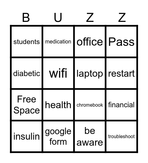 PHS Buzzword Bingo Card