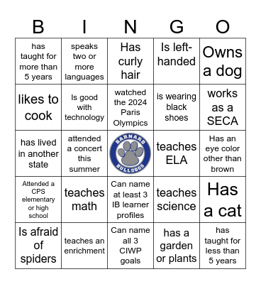 BULLDOG BINGO Card