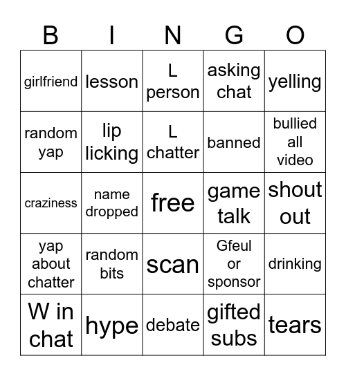 joe bart bingo Card