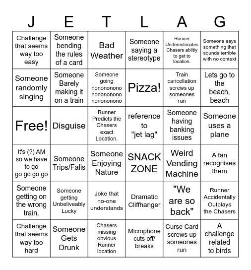 JLTG Bingo Card
