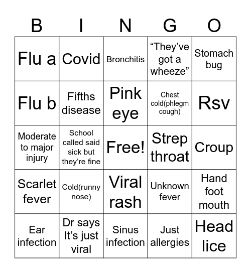 Sicko Bingo Card