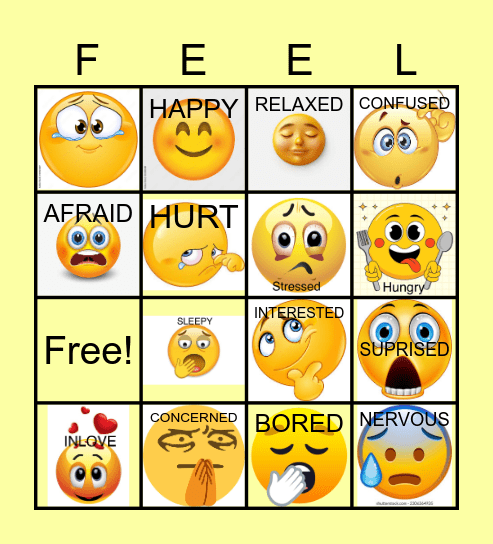 EMOTIONS BINGO! Bingo Card