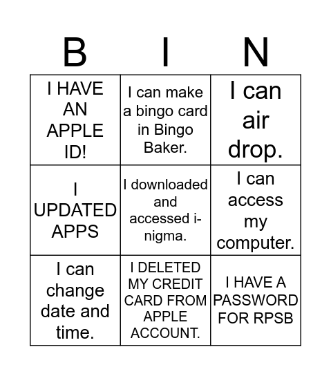 Blank Bingo Card