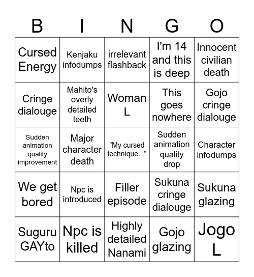 Shibuya Incident Bingo Card