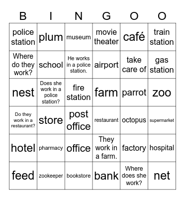 Unit 2: Does he work in a police station? Bingo Card
