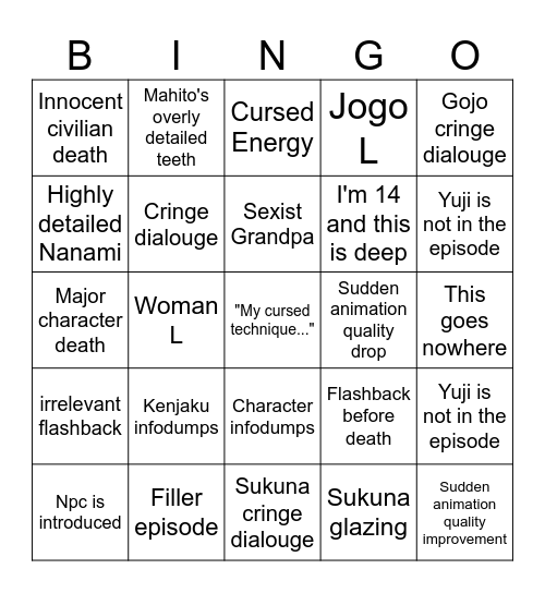 Shibuya Incident Bingo Card