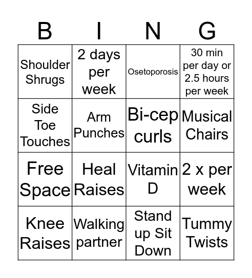 Active Bingo  Bingo Card