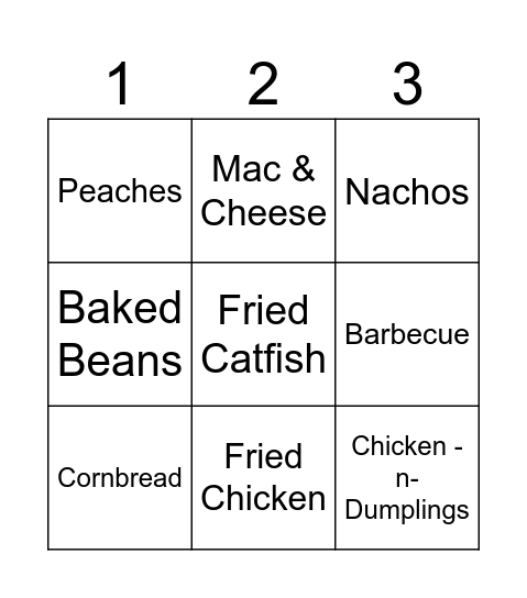 Southern Comfort Food (5/6th) Bingo Card