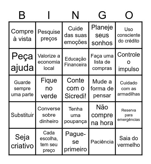 Bingo da Educação Financeira Bingo Card