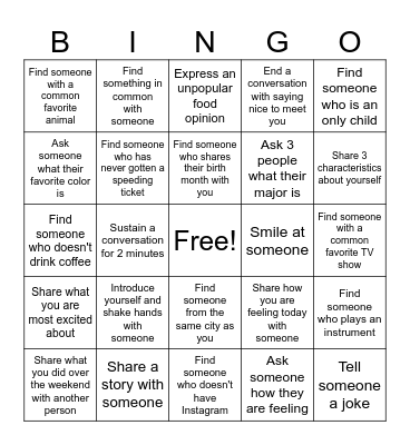 Ice Cream & Chill Bingo Card