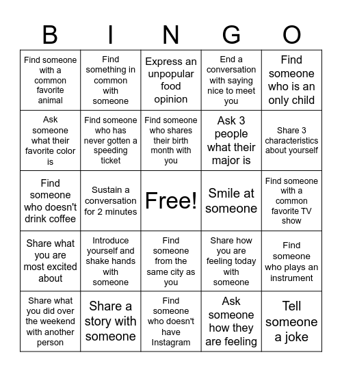 Ice Cream & Chill Bingo Card