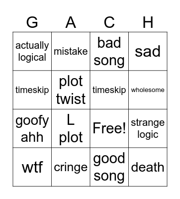 gl bingo Card