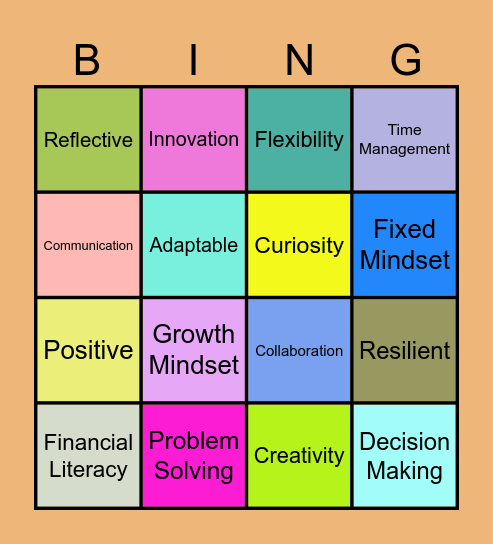 Mindsets & Skillsets Bingo Card