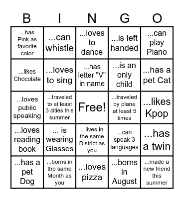 Human of 6A1-Bingo ^^ Bingo Card