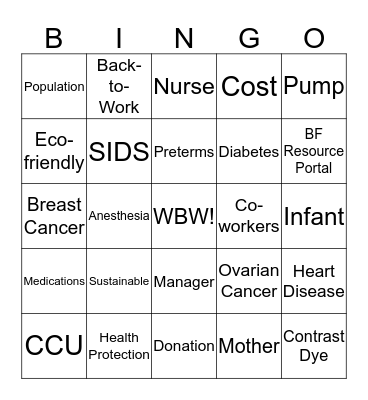 World Breastfeeding Week BINGO! Bingo Card