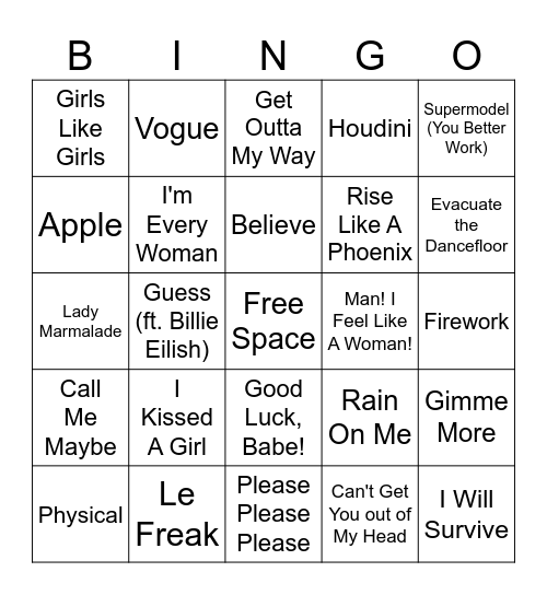 Glam Bingo Card