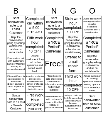 Team 2 Bingo ! Bingo Card