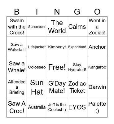 EXPEDITION BINGO!!! Bingo Card