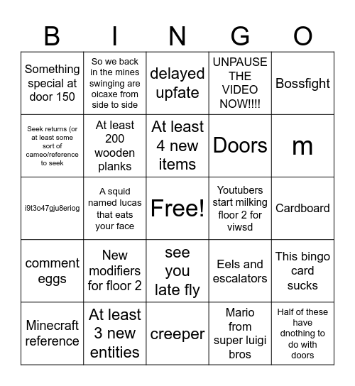 Best doors floor 2 bingo card Bingo Card