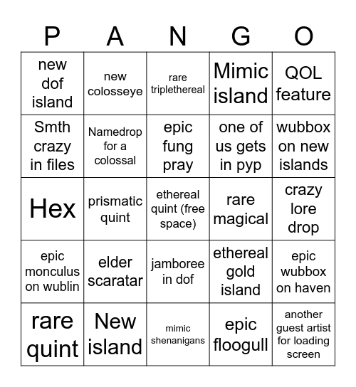 anniversary! Bingo Card