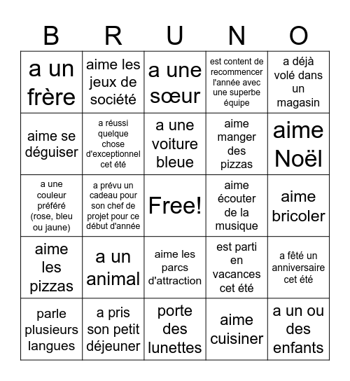 BRUNO CARD Bingo Card