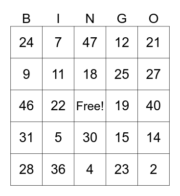 生日party Bingo Card