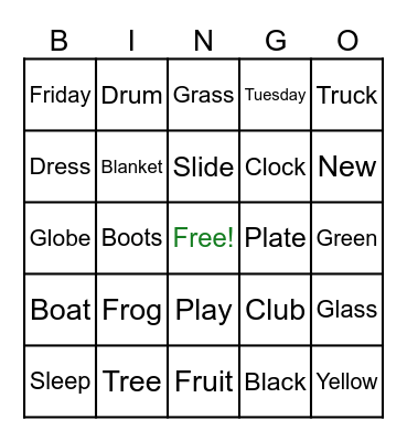 Review! Bingo Card