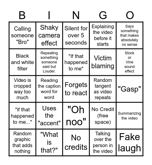 Sssniperwolf Bingo Card