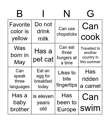 Find someone who..... Bingo Card