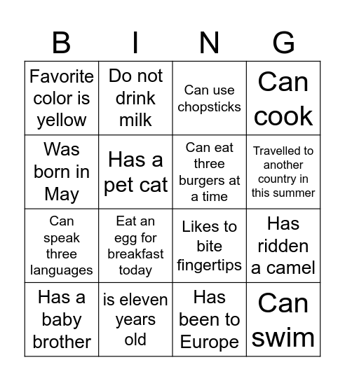 Find someone who..... Bingo Card