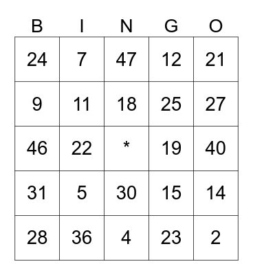 生日party Bingo Card
