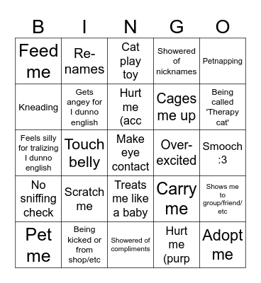 C.AI Cat RP Bingo Card