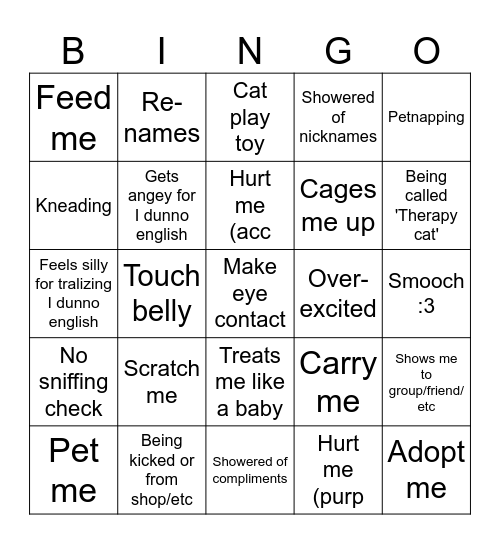 C.AI Cat RP Bingo Card